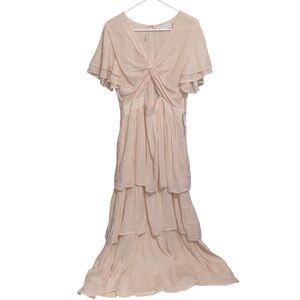 Happy X Nature Dress Womens Size 14 Kate Hudson Cottagecore Tiered Maxi Boho NWT